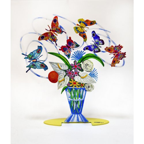 Free Standing Double Sided Colored Flower Vase Sculpture, Harmony - David Gerstein