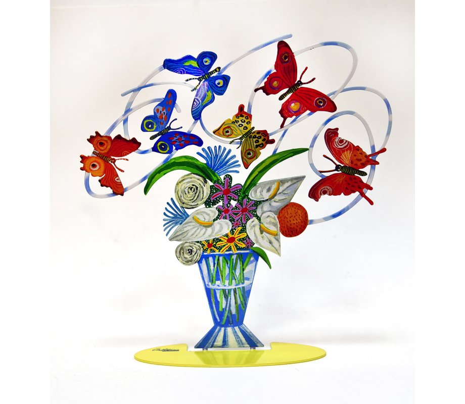 Free Standing Double Sided Colored Flower Vase Sculpture, Harmony - David Gerstein