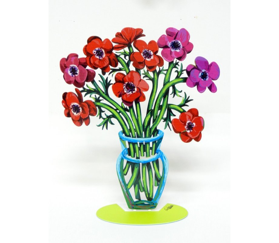 Free Standing Double Sided Flower Sculpture – Poppies Small by David Gerstein