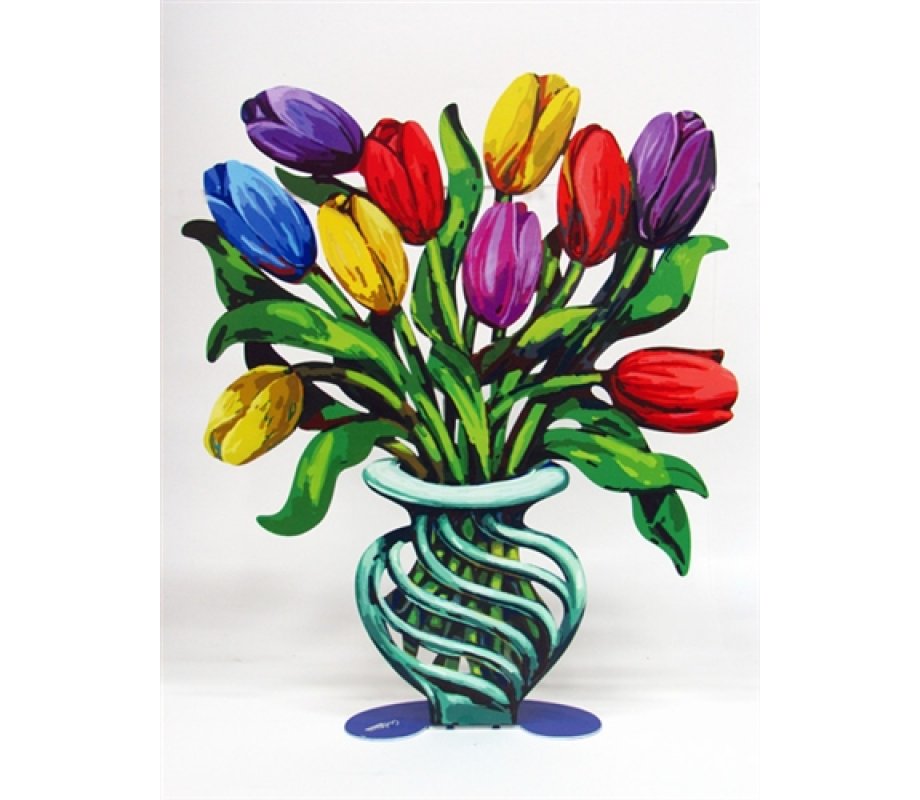 Free Standing Double Sided Flower Vase Sculpture - Tulips Large by David Gerstein