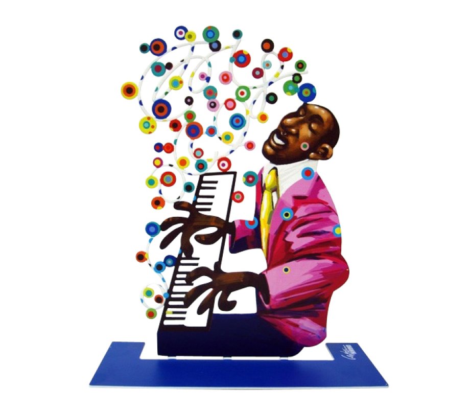 Free Standing Double Sided Music Sculpture - Piano Player by David Gerstein