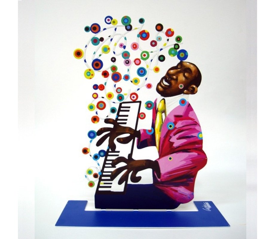 Free Standing Double Sided Music Sculpture - Piano Player by David Gerstein