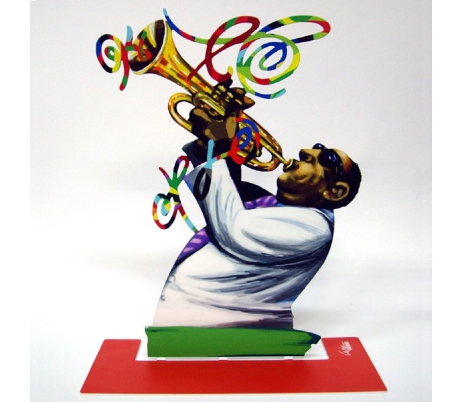 Free Standing Double Sided Music Sculpture - Trumpet Player by David Gerstein