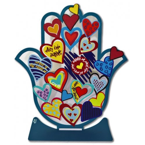 Free Standing Hamsa Sculpture, Hearts and Verses of Love - Dorit Judaica