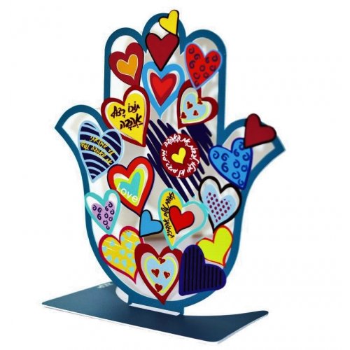 Free Standing Hamsa Sculpture, Hearts and Verses of Love - Dorit Judaica