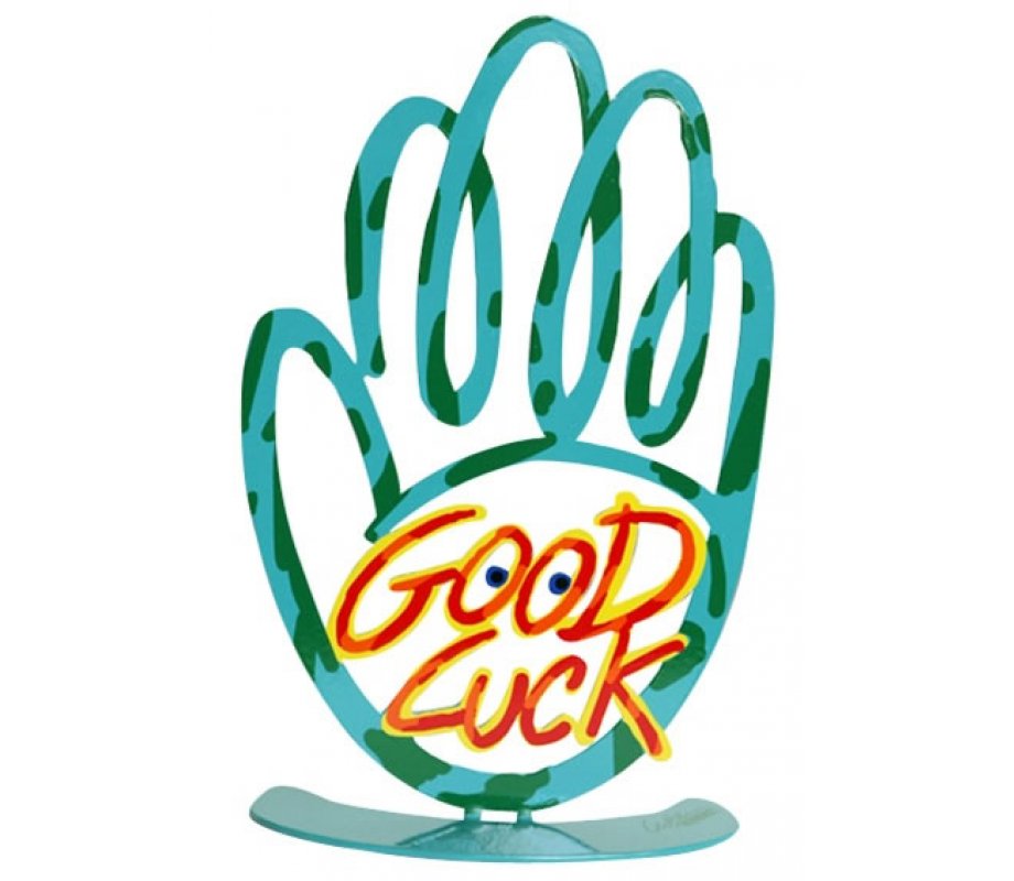 Free Standing Hamsa Sculpture Turquoise - Good Luck by David Gerstein