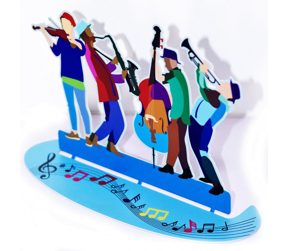 Free Standing Sculpture of Klezmer Players with Musical Notes - Dorit Judaica