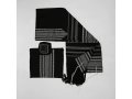 Gabrieli Handwoven Samuel Black Wool Tallit Set - White Stripes