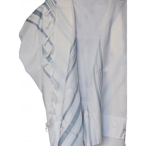 Gilboa Light Weight Wool Prayer Shawl Tallit by Talitnia - Light Blue Strips