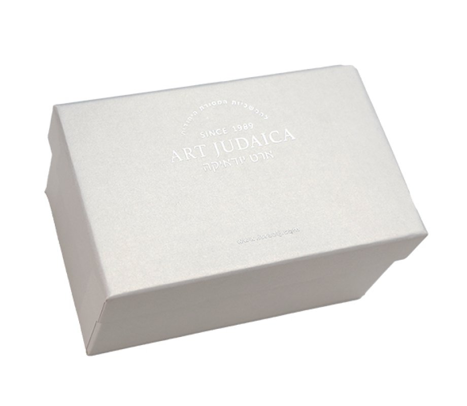 Glass Candlesticks - Gold Color Metal Shabbat Kodesh Overlay Design