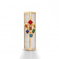 Glass and Metal Israel Museum Mezuzah Case - Colorful Cluster