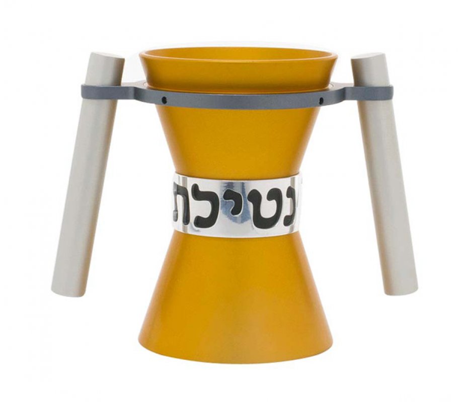 Gold Angular Anodized Aluminum Wash Cup, Natla - Avner Agayof