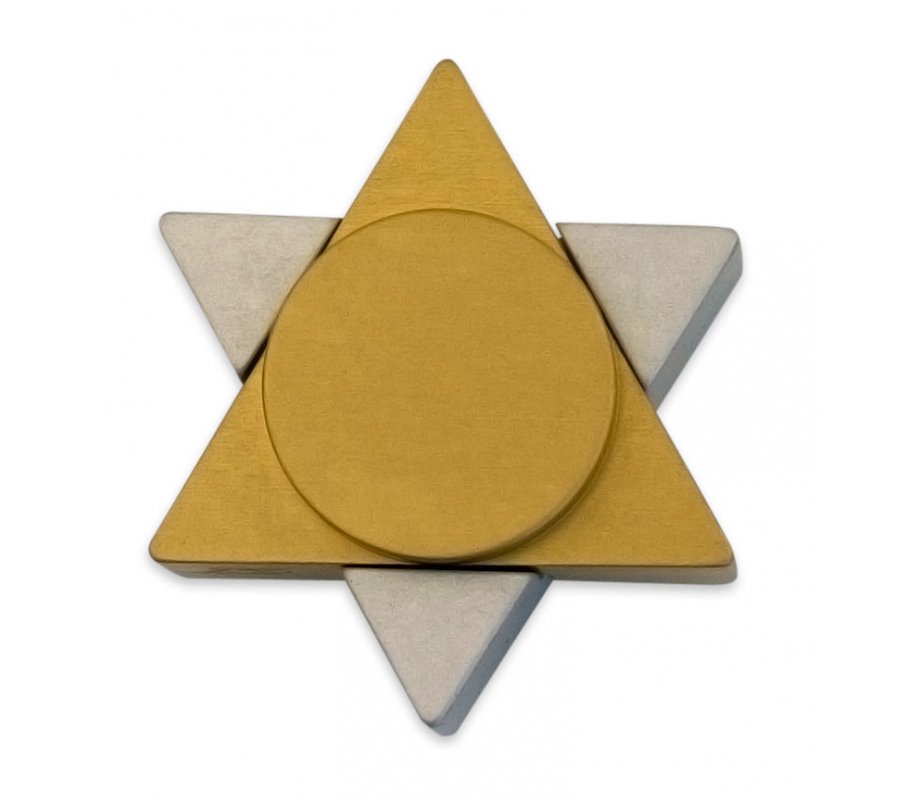 Gold Anodized Aluminum Travel Shabbat Candlesticks, Star Of David - Avner Agayof