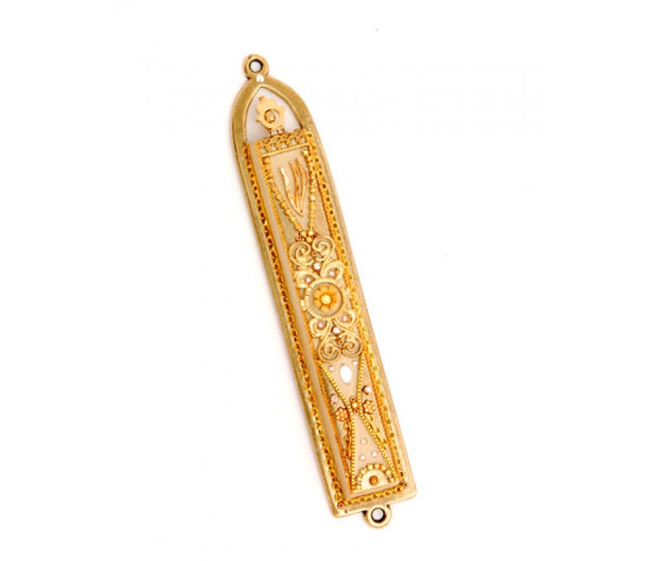 Gold Color Oriental Mezuzah Case - Ester Shahaf