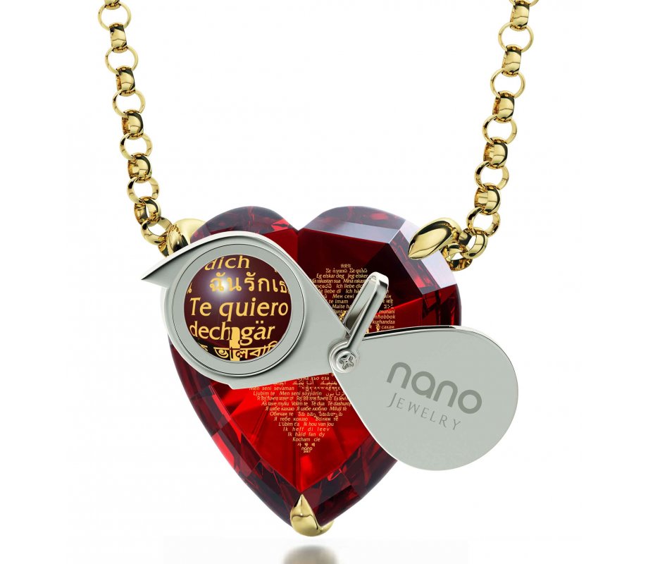 Gold Plate I Love You Heart Swarovski Necklace by Nano