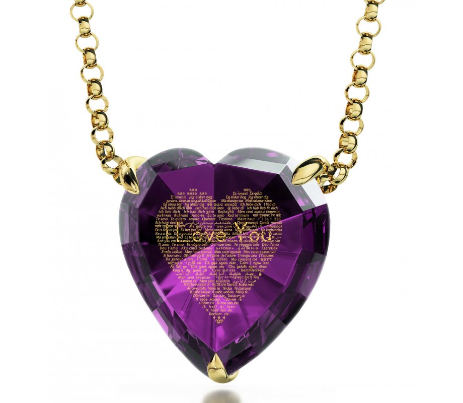 Gold Plate I Love You Heart Swarovski Necklace by Nano