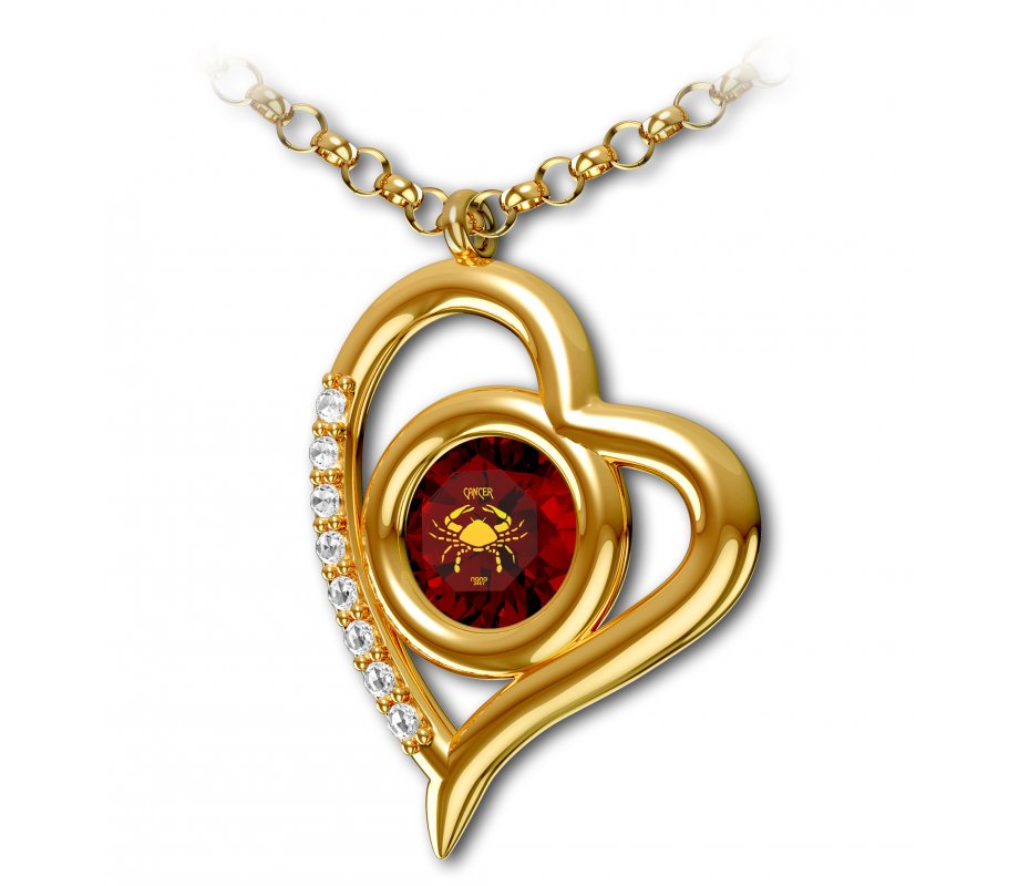 Gold Plated Zodiac Swarovski Necklace by Nano - Cancer