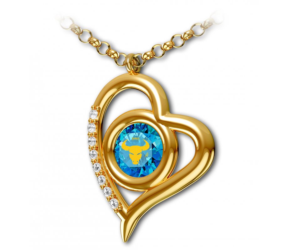 Gold Plated Zodiac Swarovski Necklace by Nano - Taurus