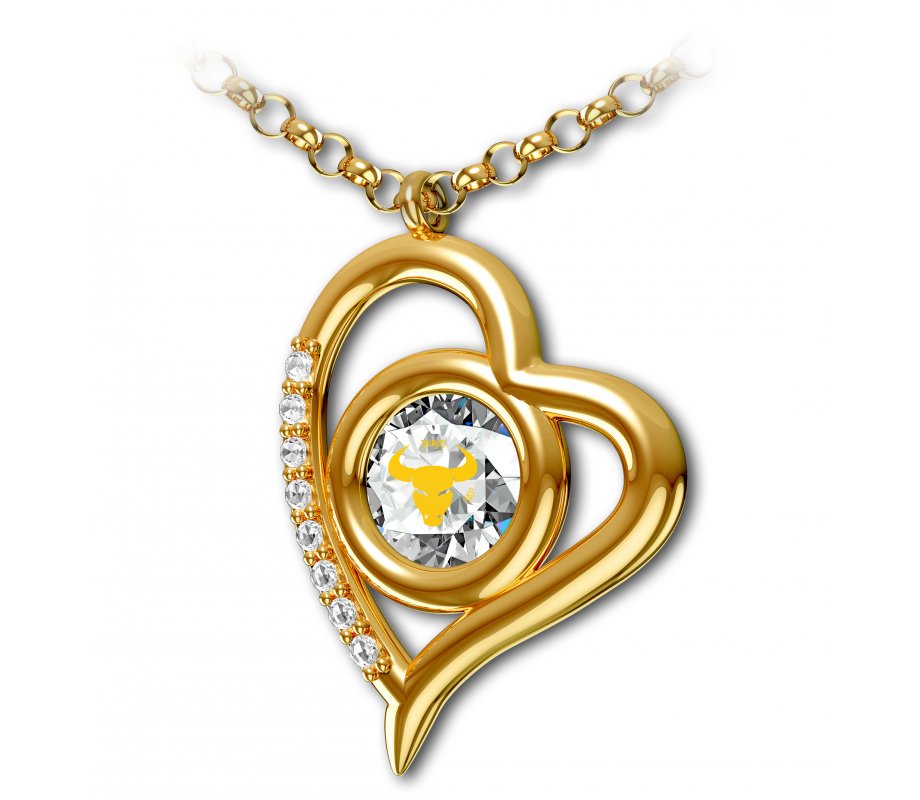 Gold Plated Zodiac Swarovski Necklace by Nano - Taurus