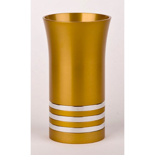Gold with Stripes Anodized Aluminium Kiddush Cup by Agayof