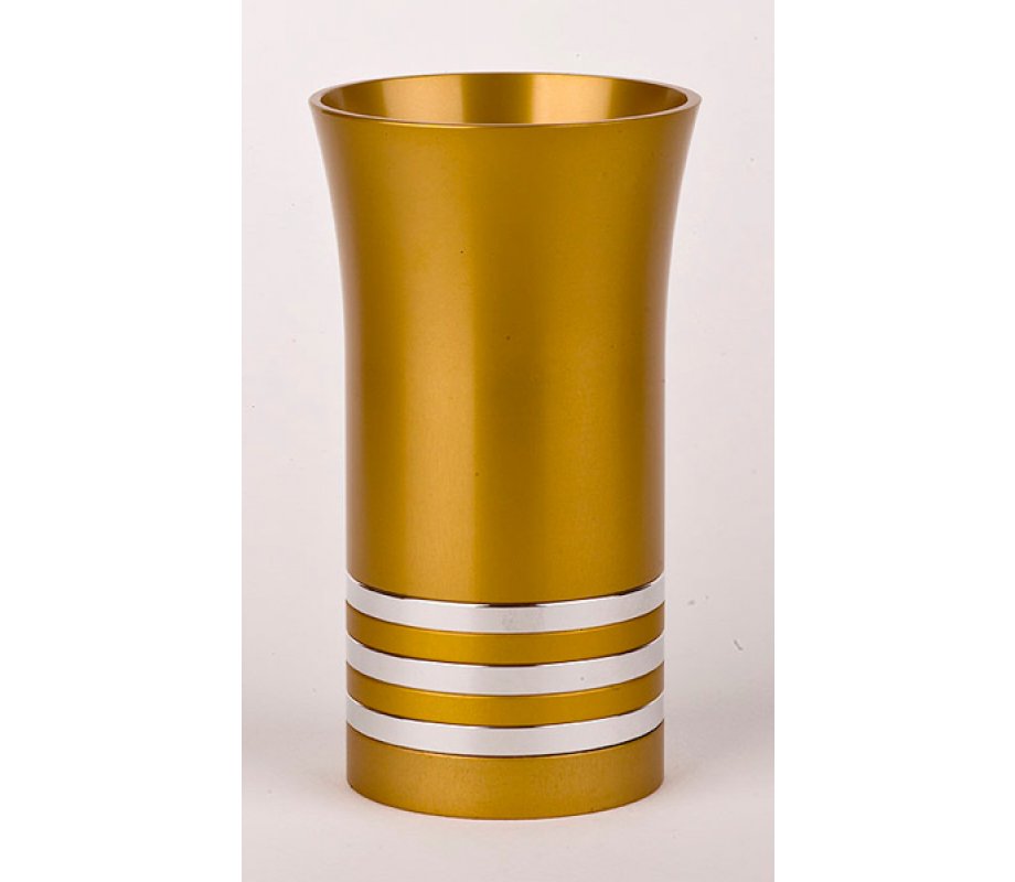 Gold with Stripes Anodized Aluminium Kiddush Cup by Agayof