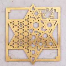 Gold-Plated Star of David Decorative Faux Stone Tile by Dorit Judaica