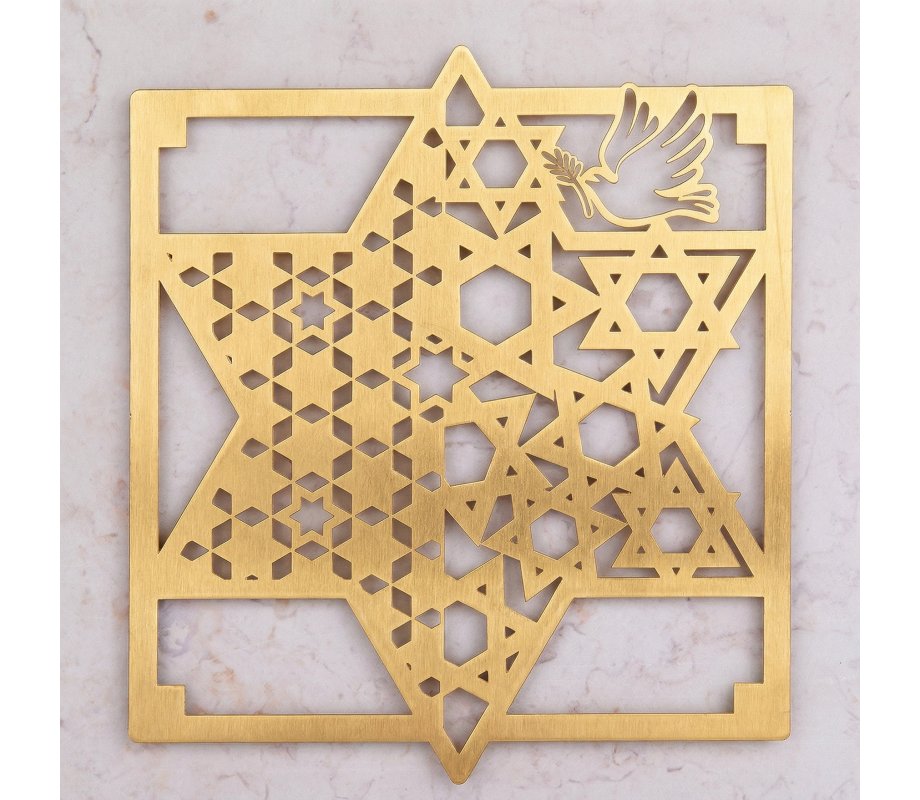 Gold-Plated Star of David Decorative Faux Stone Tile by Dorit Judaica