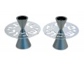 Gray Contemporary Candlesticks, Shabbat Shalom Disc - Avner Agayof