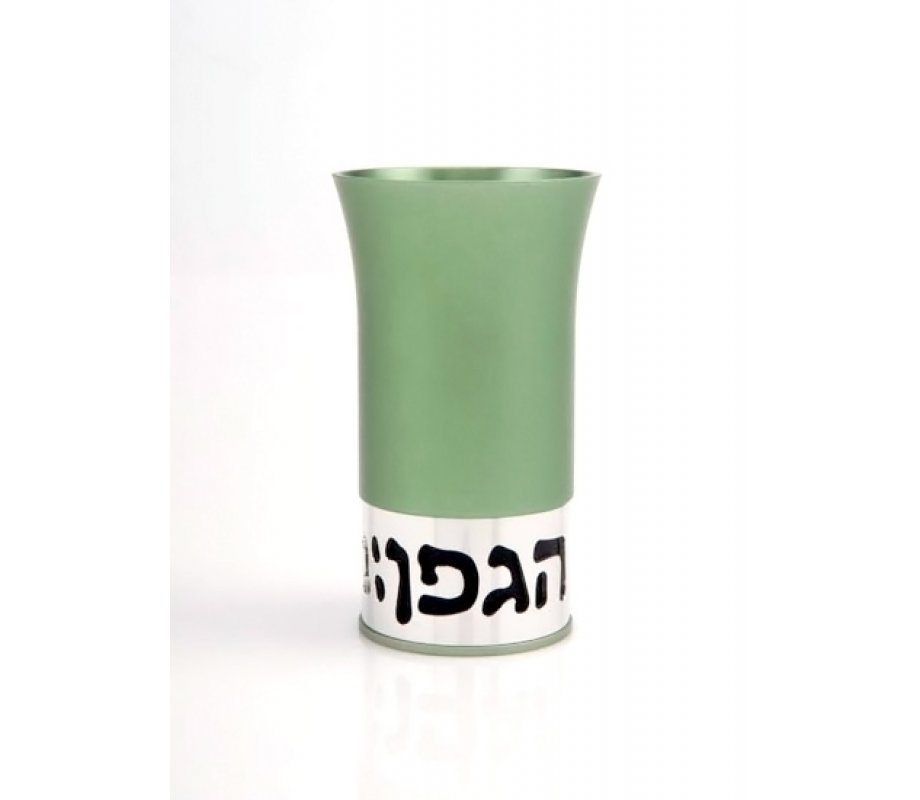 Green-Silver Aluminum Havdalah Set - Agayof