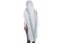 Hallel Wool Tallit Non Slip Prayer Shawl with Green Stripes