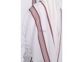 Hallel Wool Tallit Non Slip Prayer Shawl with Maroon Stripes