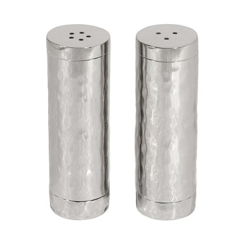 Hammered Nickel Salt and Pepper Shakers  Decorative Bands BY Yair Emanuel