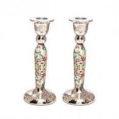 Hammered Stainless Steel Colorful Design Metal Candlesticks - Yair Emanuel