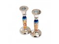 Hammered Stainless Steel Jerusalem Design Metal Candlesticks - Yair Emanuel