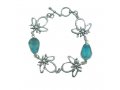 Hammered Sterling Silver Flower Bracelet and Roman Glass Dewdrops - Michal Kirat