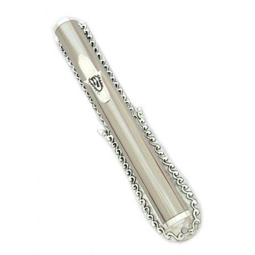 Hamsa Mezuzah Case - Silver Plate