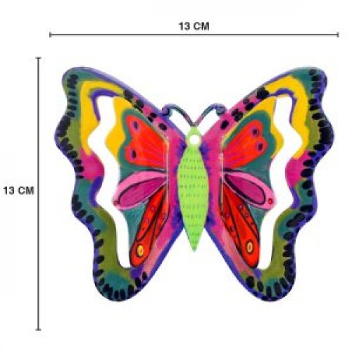 Hand Painted Wall Décor, Multi Colored Butterfly at 5.1
