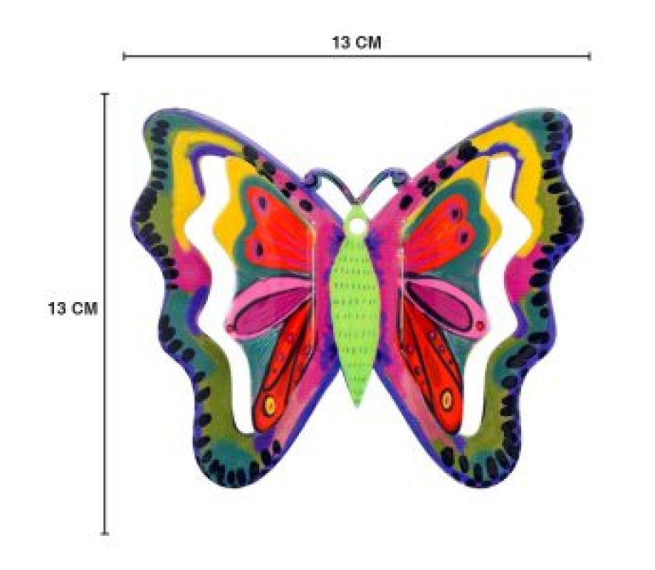 Hand Painted Wall Décor, Multi Colored Butterfly at 5.1