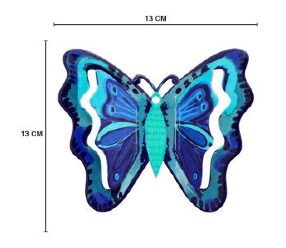 Hand Painted Wall Decor, Shades of Blue Butterfly at 5.1