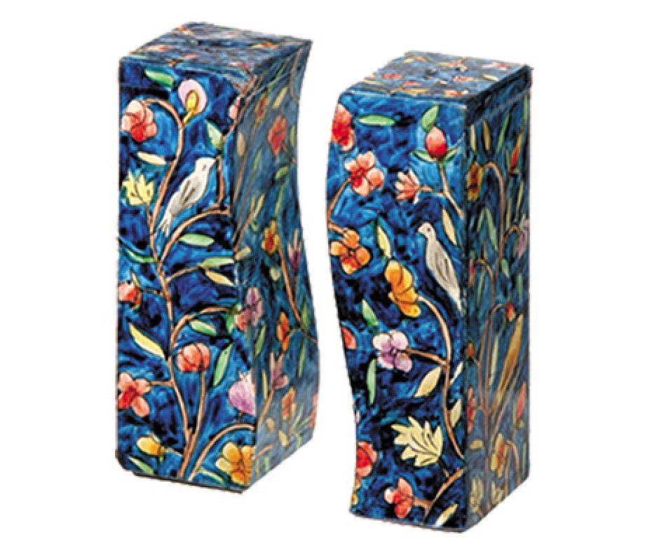 Hand-Painted Nature Design Wood Fitted Salt & Pepper Shaker - Yair Emanuel