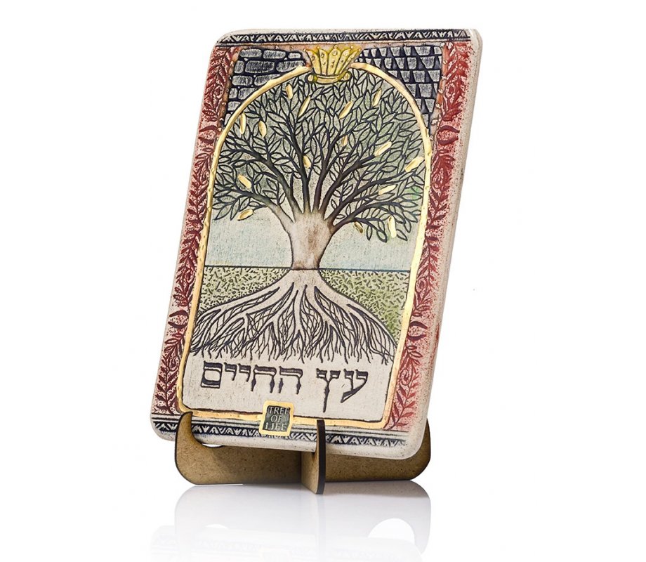 Handcrafted Ceramic 24K Gold Decorated Plaque, Tree of Life - Art in Clay