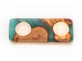 Handcrafted Shabbat Candle Holders from Israeli from Olive Wood and Epoxy - Eial Ovin