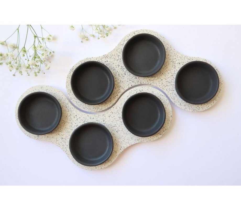 Handcrafted Terrazo Passover Seder Plate, Black and White - Graciela Noemi