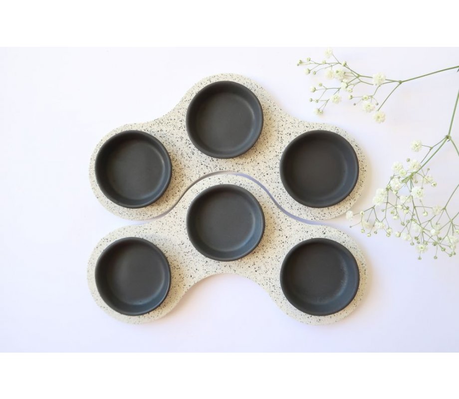 Handcrafted Terrazo Passover Seder Plate, Black and White - Graciela Noemi