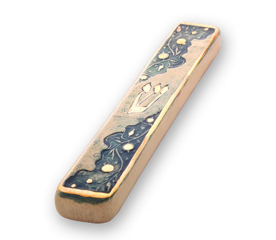 Handmade Ceramic Mezuzah Case, Pomegranate Design - Art in Clay