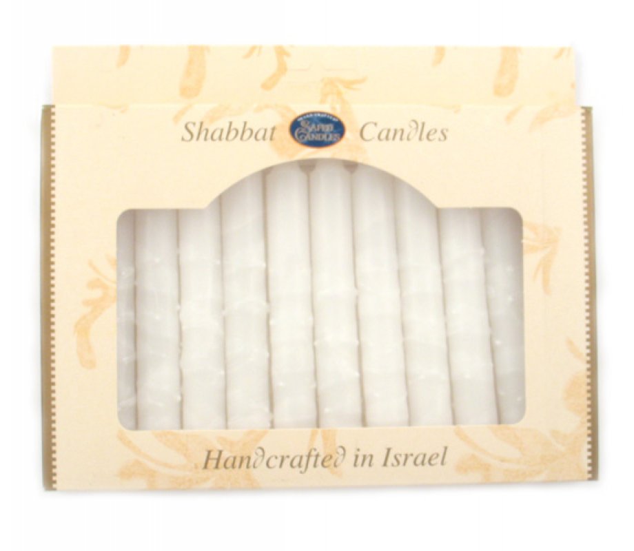 Handmade Decorative Galilee Shabbat Candles - Ivory with Wax Beads and Streaks