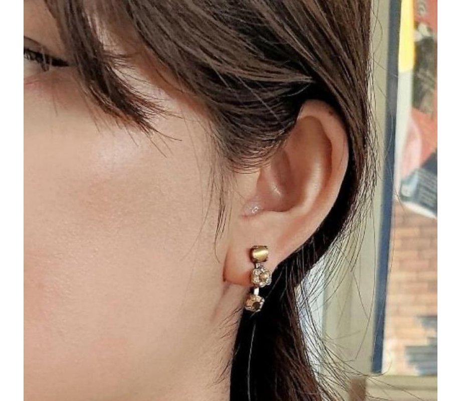 Handrafted Gold Plate Clip-On Drop Earrings, Illumination Collection - Amaro