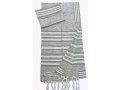 Handwoven Silk Tallit Set with Gray and Silver Stripes - Gabrieli