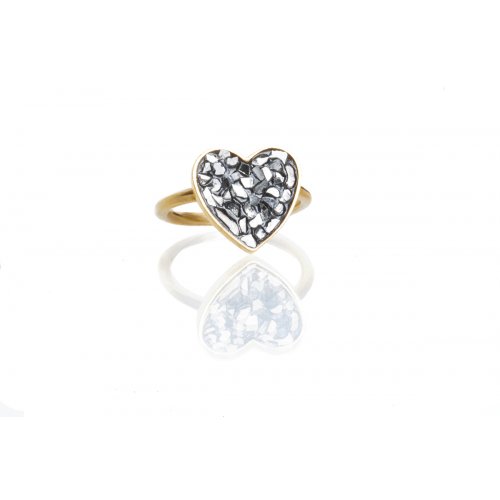 Heart Ring by Chaya Elfassi with rough diamonds