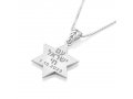 Heart-Shaped Pendant Necklace in Sterling Silver  Am Yisrael Chai and Star of David